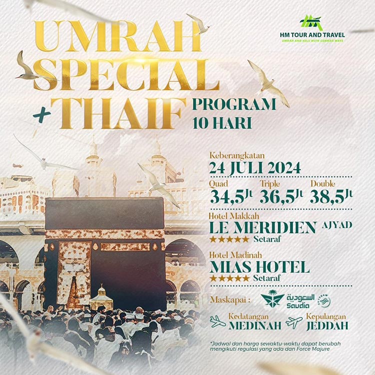 Paket Umrah Special Plus Thaif 24 Juli 2024
