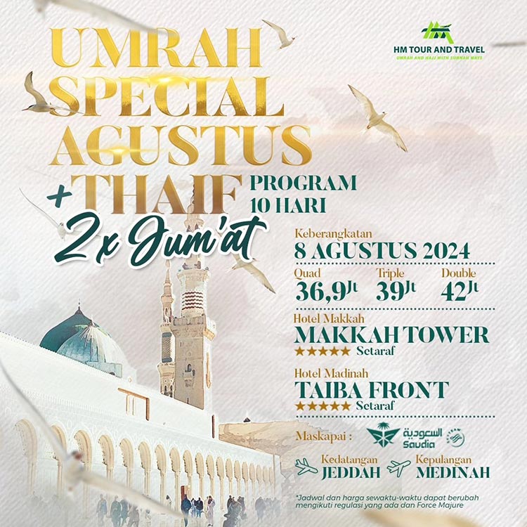 Paket Umrah Special Plus Thaif 8 Agustus 2024